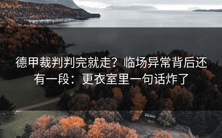 德甲裁判判完就走？临场异常背后还有一段：更衣室里一句话炸了