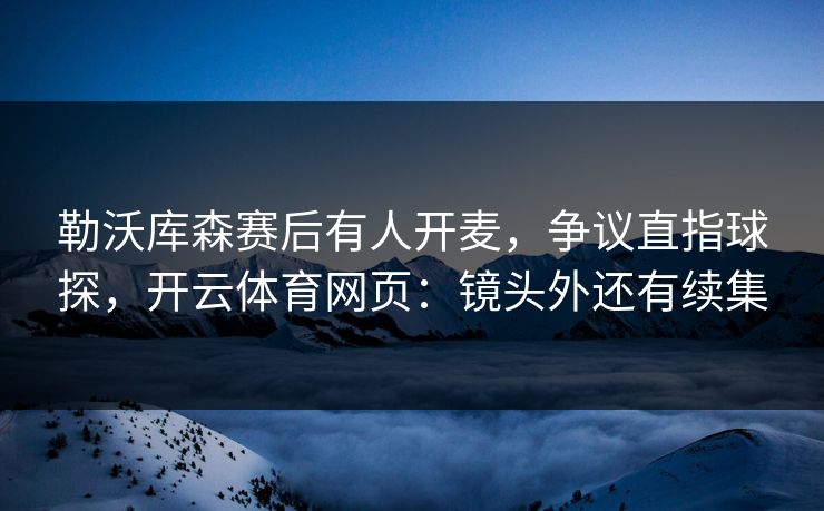 勒沃库森赛后有人开麦，争议直指球探，开云体育网页：镜头外还有续集