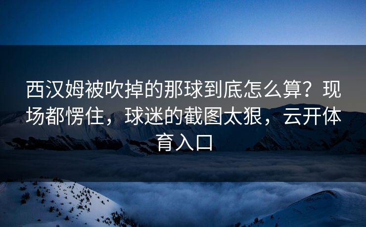 西汉姆被吹掉的那球到底怎么算?现场都愣住,球迷的截图太狠,云开体育入口 西汉姆被吹掉的那球到底怎么算?现场都愣住,球迷的截图太狠,云开体育入口