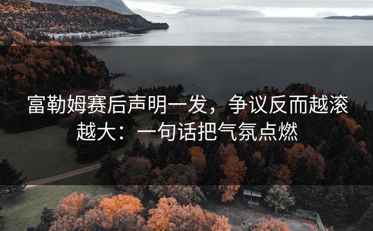 富勒姆赛后声明一发,争议反而越滚越大:一句话把气氛点燃 富勒姆赛后声明一发,争议反而越滚越大:一句话把气氛点燃