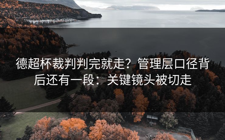 德超杯裁判判完就走？管理层口径背后还有一段：关键镜头被切走