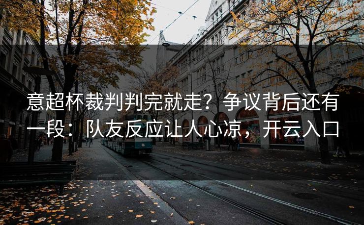 意超杯裁判判完就走？争议背后还有一段：队友反应让人心凉，开云入口