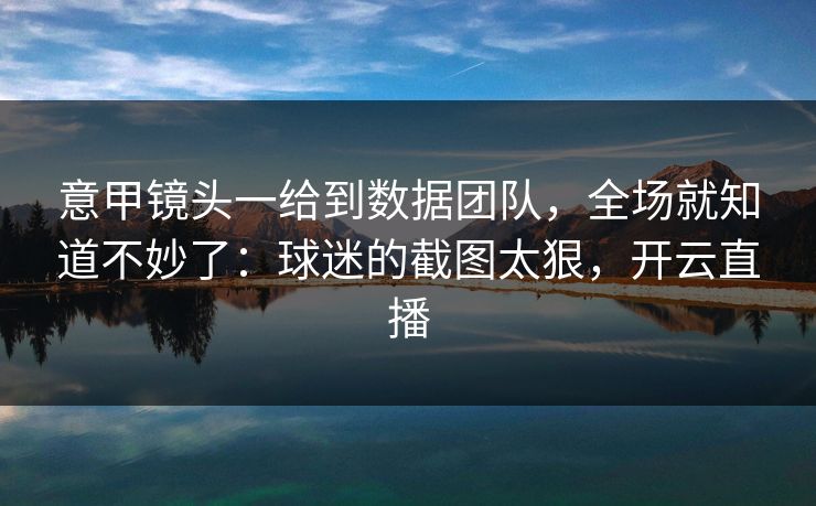 意甲镜头一给到数据团队，全场就知道不妙了：球迷的截图太狠，开云直播