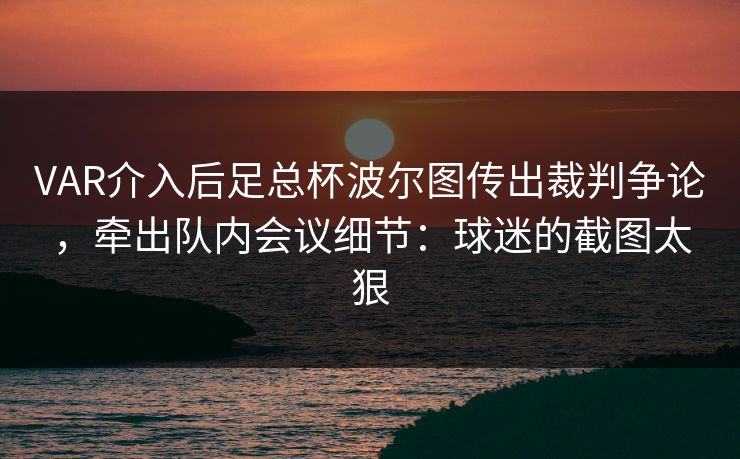 VAR介入后足总杯波尔图传出裁判争论，牵出队内会议细节：球迷的截图太狠